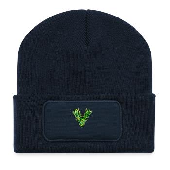 V like vegan, Natur, Grün, Pflanze, Naturschutz - Recycelte Patch Beanie - French Navy - Vorne