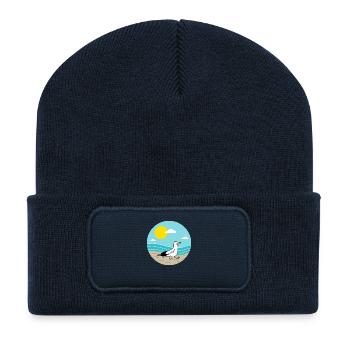 Seagull at the sea - Recycled Patch Beanie - french navy - Front