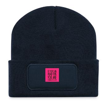 Mask saying distance too close - Recycled Patch Beanie - french navy - Front