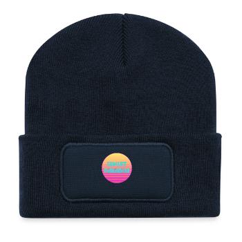Sunset Paradise - 80er Jahre Vintage Retro Logo - Recycelte Patch Beanie - French Navy - Vorne