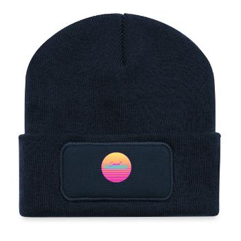 Sunset Paradise - 80er Jahre Vintage Retro Logo - Recycelte Patch Beanie - French Navy - Vorne