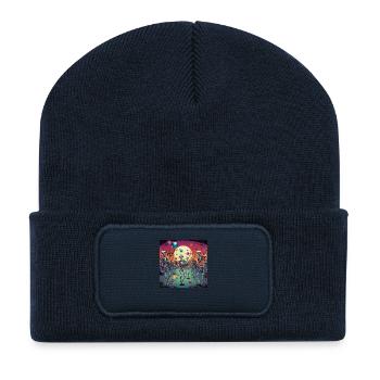 Anniversaire squelette - Beanie recyclé à patch - bleu marine - Devant