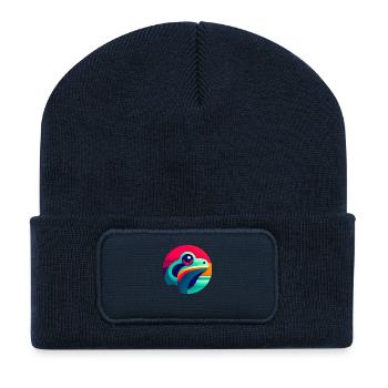 Illustration de grenouille arboricole abstraite - Beanie recyclé à patch - bleu marine - Devant