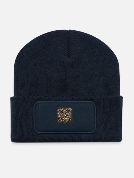 Steampunk Fox Sentinel - Recycled Patch Beanie - french navy