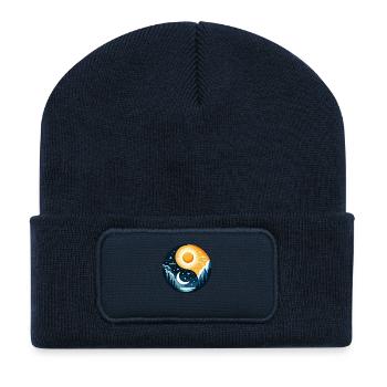 Yin Yang Soleil et Lune - Beanie recyclé à patch - bleu marine - Devant