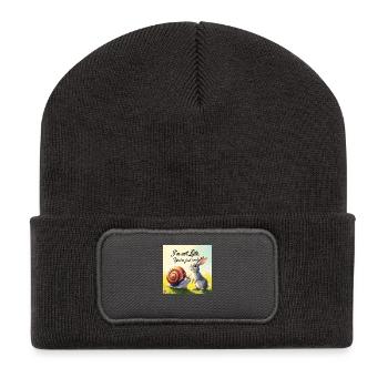 A Rabbit and a Snail "Early and Late" - Recycled Patch Beanie - dark grey - Front