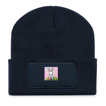 Bunter Ostertag - Recycelte Patch Beanie - French Navy - Vorne