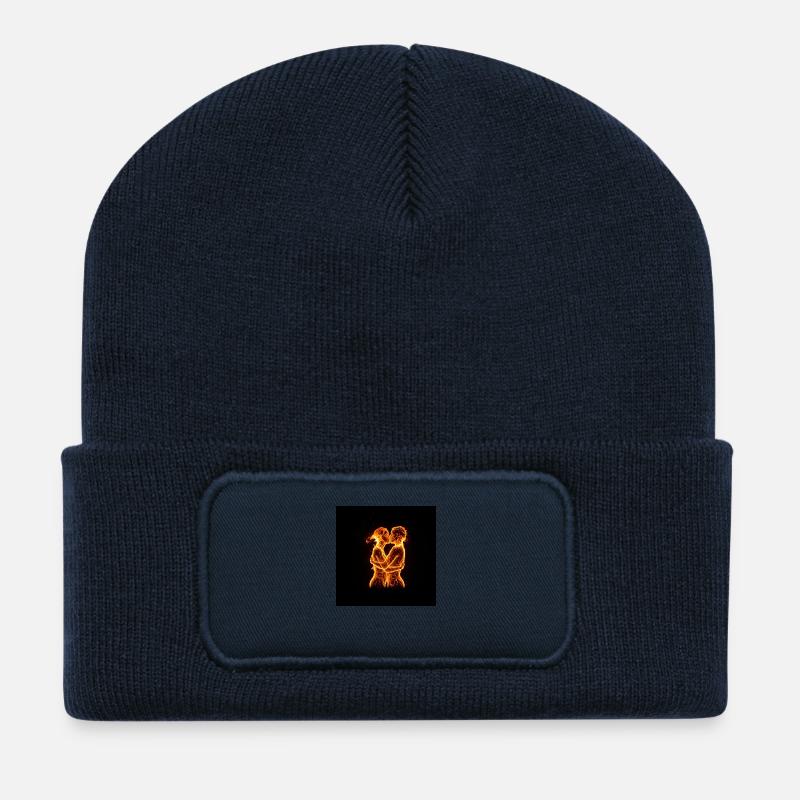 Liebe Feuer love - Recycelte Patch Beanie - French Navy