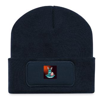Der grüne Hase und das perfekte Osterei - Recycelte Patch Beanie - French Navy - Vorne