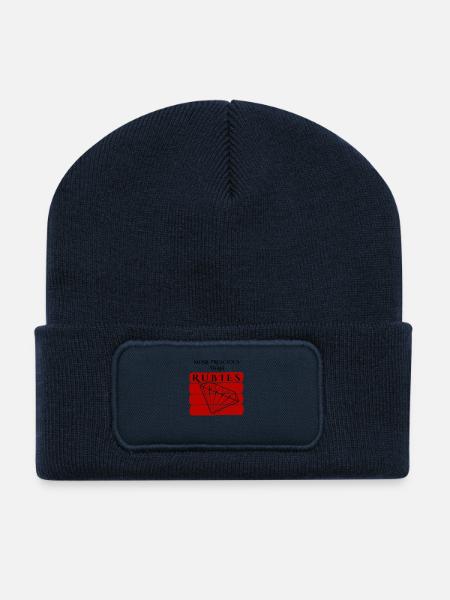 More Prescious Than Rubies Horizontal - Black Text - Recycled Patch Beanie - french navy