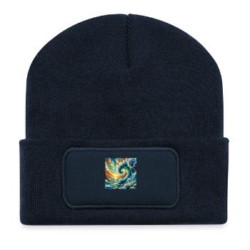 Große Wellen | Surfing Wear - Recycelte Patch Beanie - French Navy - Vorne