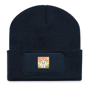 Sehr hoffnungsvoller Hase - Recycelte Patch Beanie - French Navy - Vorne