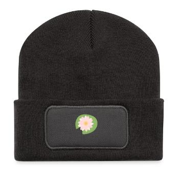 fleur de lotus - Beanie recyclé à patch - charbon - Devant