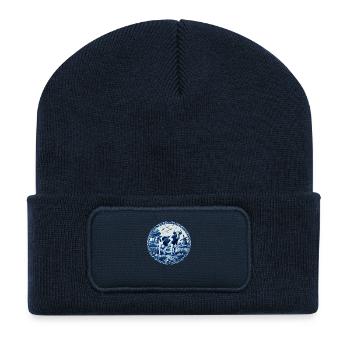 Delft blue cow - Recycled Patch Beanie - french navy - Front