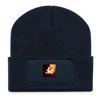„Hasenglück und Frühlingsluft“ - Recycelte Patch Beanie - French Navy - Vorne