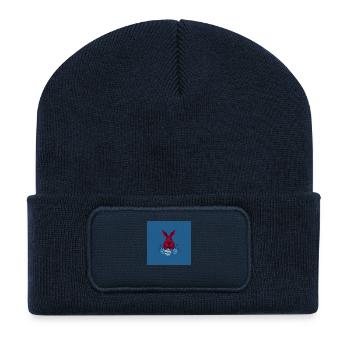 „Frohes Hoppeln & Suchen“ - Recycelte Patch Beanie - French Navy - Vorne