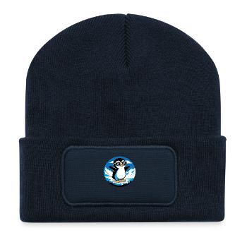 Le pingouin cool - Beanie recyclé à patch - bleu marine - Devant