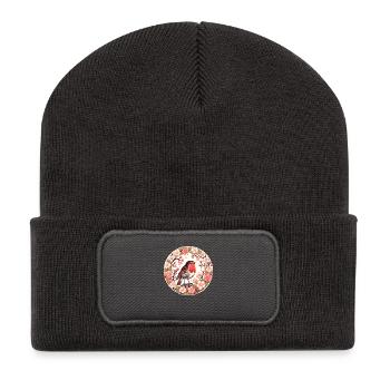 Merle en fleurs de cerisier - Beanie recyclé à patch - charbon - Devant