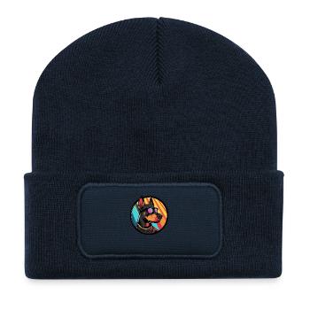 Doberman Chien Cool Été - Beanie recyclé à patch - bleu marine - Devant