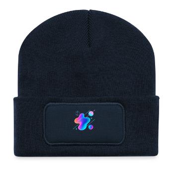 Abstrakt - Recycelte Patch Beanie - French Navy - Vorne