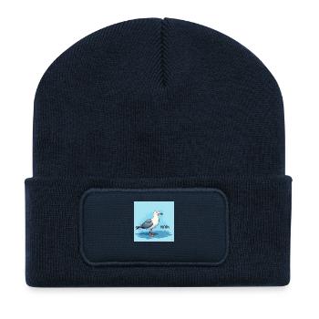 Moin, Mouette - Beanie recyclé à patch - bleu marine - Devant