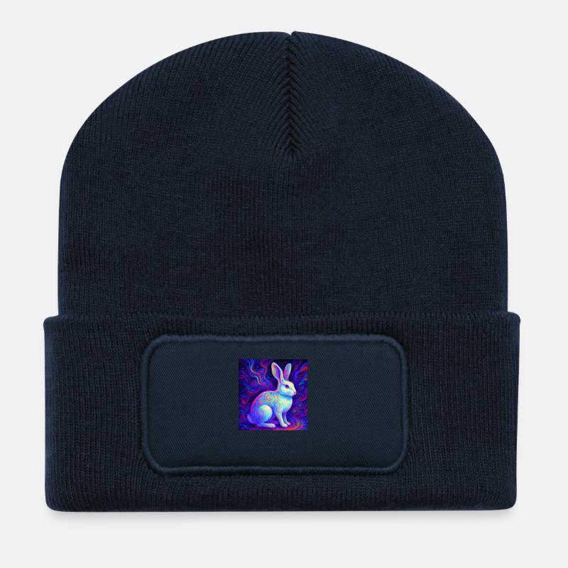 Weißes Kaninchen - Recycelte Patch Beanie - French Navy