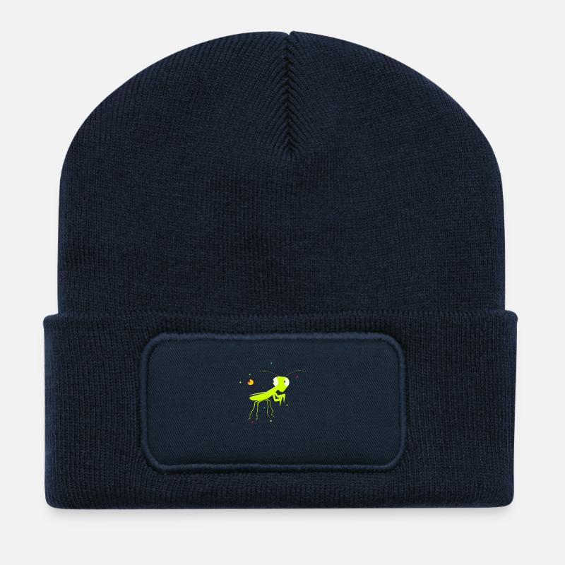 La mante religieuse et le papillon - Beanie recyclé à patch - bleu marine