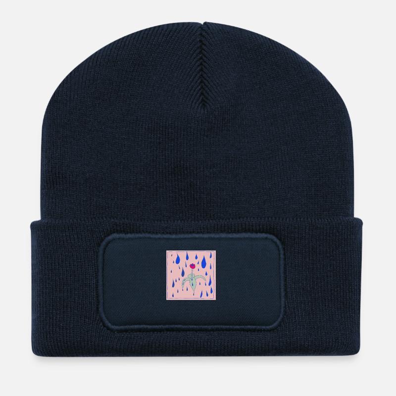 Blume im Regen - Recycelte Patch Beanie - French Navy
