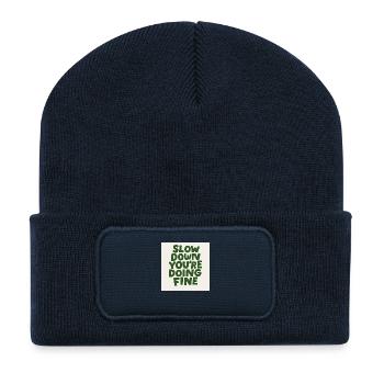 Slow Down Vibes - Recycelte Patch Beanie - French Navy - Vorne
