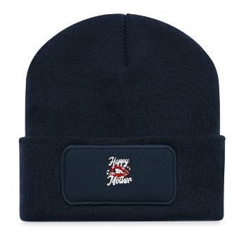 Mère heureuse - Beanie recyclé à patch - bleu marine - Devant