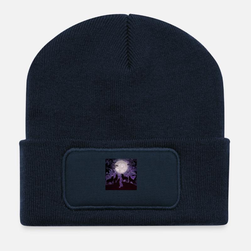 Wölfe - Recycelte Patch Beanie - French Navy