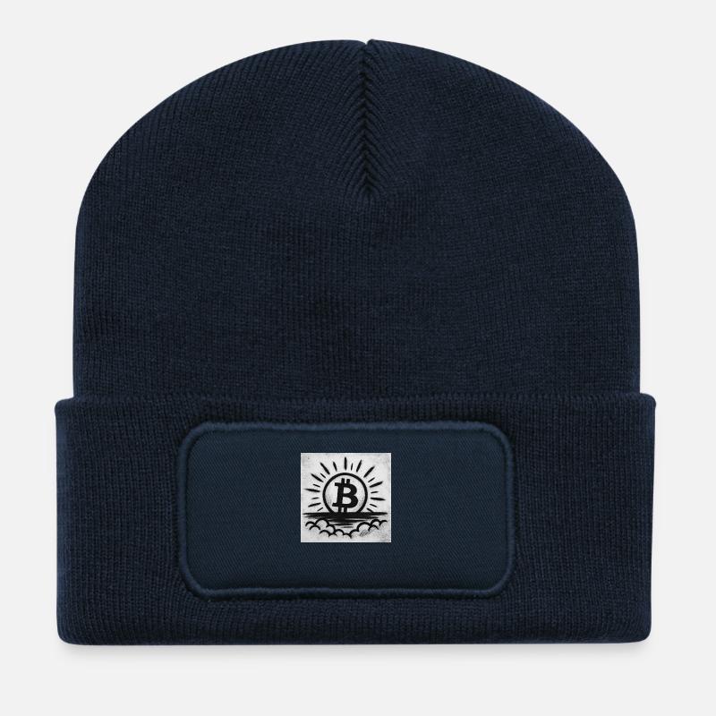 Sun goes up with Bitcoin - Recycelte Patch Beanie - French Navy