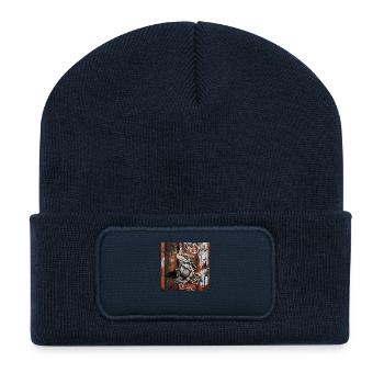 Graffiti Frosch Rost Metall urban Streetart - Recycelte Patch Beanie - French Navy - Vorne
