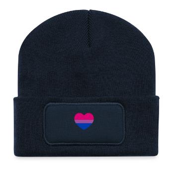 Coeur à deux drapeaux - Beanie recyclé à patch - bleu marine - Devant