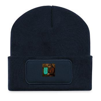 Méfiez-vous des petits caractères. - Beanie recyclé à patch - bleu marine - Devant