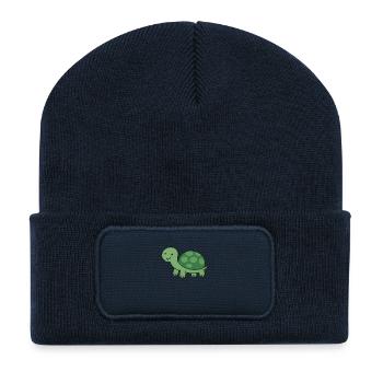 cute green turtle - Recycled Patch Beanie - french navy - Front