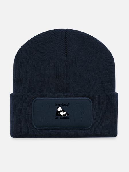 Mornings? No Thanks Panda - Recycelte Patch Beanie - French Navy