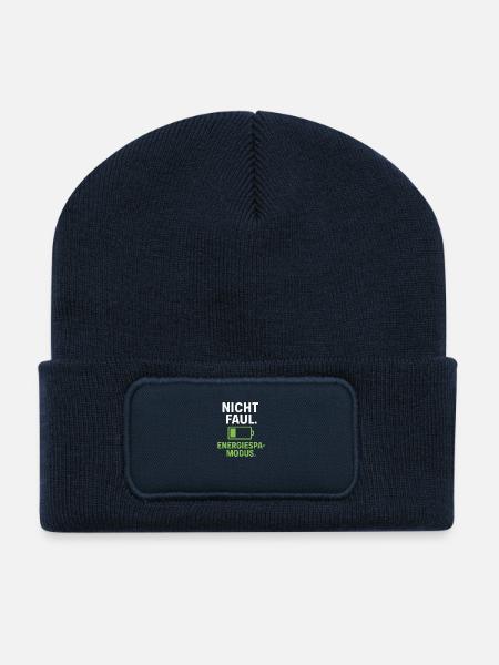 Not lazy, power saving mode - Recycled Patch Beanie - french navy