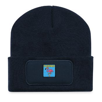 Flamingo Cartoon - Weathered Look - Recycled Patch Beanie - french navy - Front