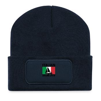 Italian Sailing Crew Segelshirt - Recycelte Patch Beanie - French Navy - Vorne