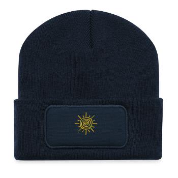 Sun icon illustration - Recycled Patch Beanie - french navy - Front