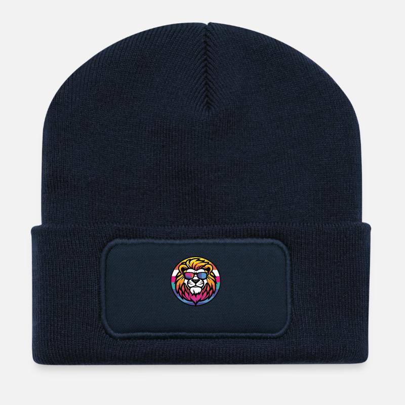 Löwe Comic Cool - Recycelte Patch Beanie - French Navy