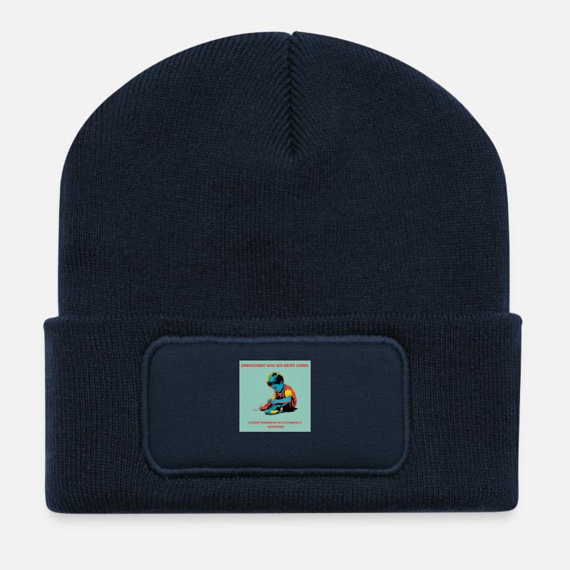 (Kinder)arbeit muss sich wieder lohnen! - Recycelte Patch Beanie - French Navy