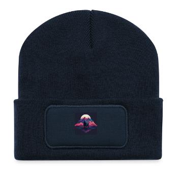 Bear with nature landscape at moonlight - Recycled Patch Beanie - french navy - Front
