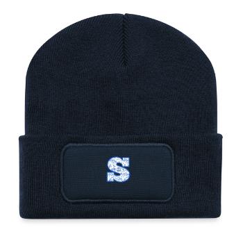 Blue Chinoiserie Letters - Recycled Patch Beanie - french navy - Front