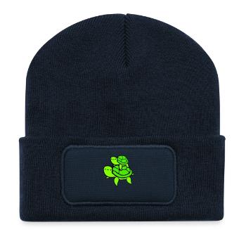 2 Water turtles child dad mom father mother - Recycled Patch Beanie - french navy - Front