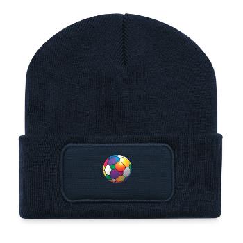Bunt Fußball Farbenfroh Regenbogen - Recycelte Patch Beanie - French Navy - Vorne