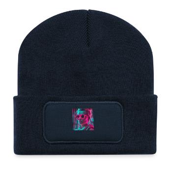 Neon Chill Swiss Still - Beanie recyclé à patch - bleu marine - Devant