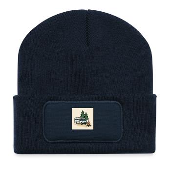 Camping Wohnmobil Tannen - Recycelte Patch Beanie - French Navy - Vorne