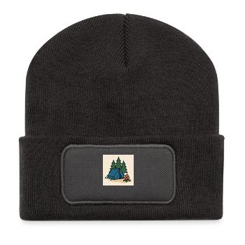 Camping Zelt Tannen - Recycelte Patch Beanie - Dunkelgrau - Vorne